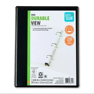 Pen + Gear 1" Mini Durable View Black 3 D-Ring Binder NWT